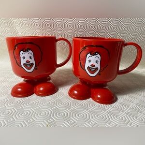 Set of 2 Red Ronald McDonald Footed collectible  Mugs